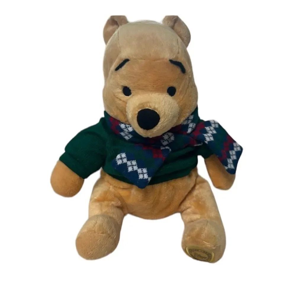 Disney Store Winnie the Pooh Christmas Holiday in Sweater and Scarf Plush Doll